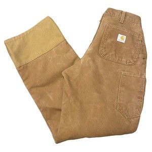 Carhartt Double Knee Pants Carpenter Jeans 2x30 Quilt Lined Zip Legs WB194 BRN